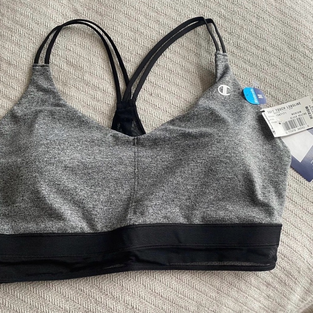 Champion Sports Bra, moderate support, heathered black